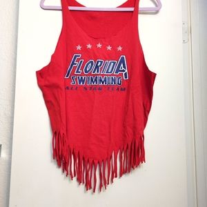 Florida red fringe tank, Sz L/XL, appears handmade